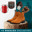 Kit Bota Masculina Pampa de Cuero Legítimo con Plantilla Ortopédica + 4 REGALOS: Vaso, Billetera, Cinturón y Sombrero